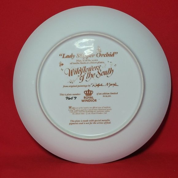 VTG Decorative Plate Royal Windsor Lady Slipper Orchid Wildflowers of the South - Picture 3 of 12